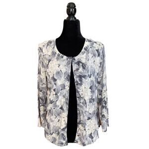 Talbots Gray Floral Cardigan S